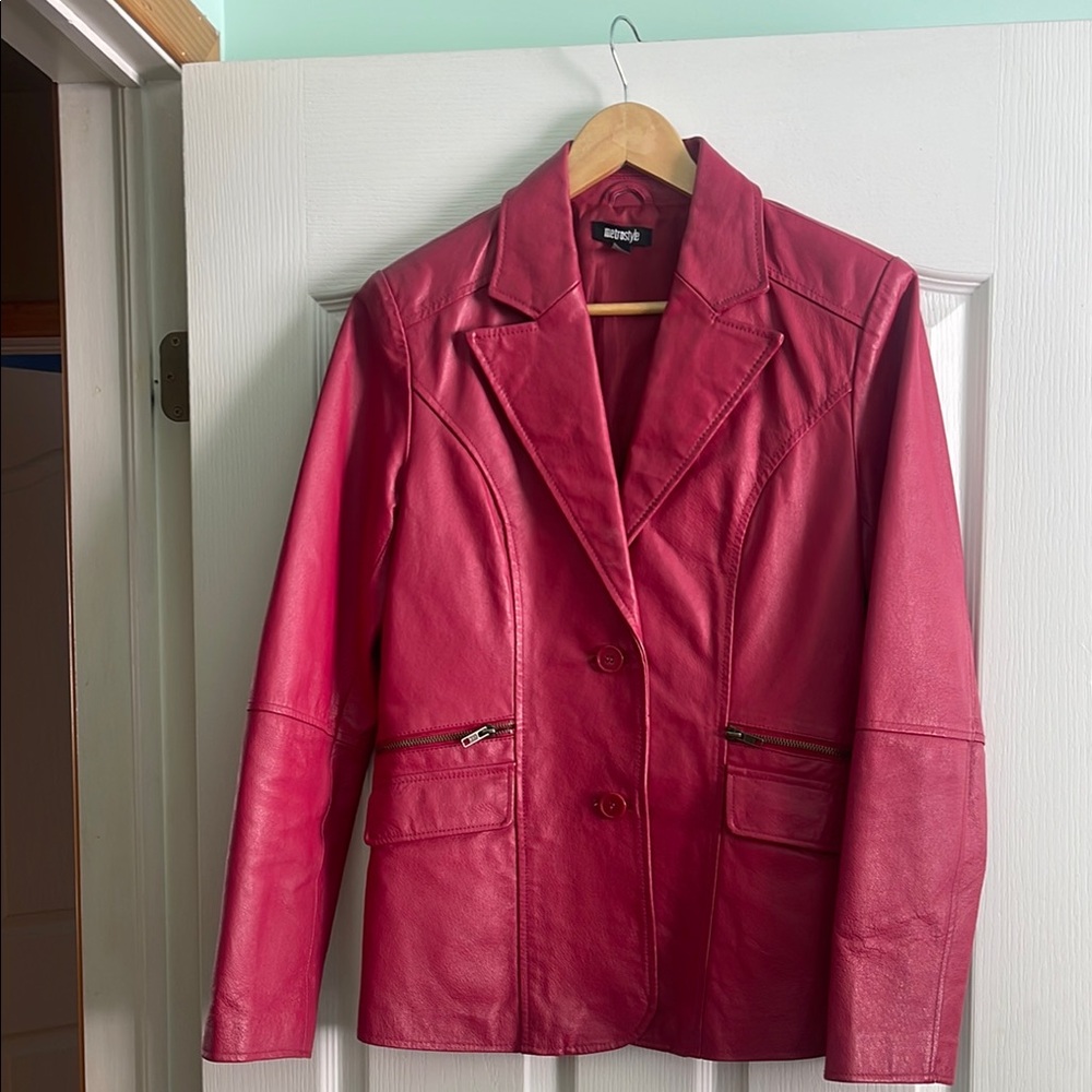 Fuchsia Leather Jacket 6T